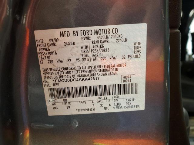 Photo 14 from auction – 2010 FORD ESCAPE XLT with VIN 1FMCU0DG4AKA42617