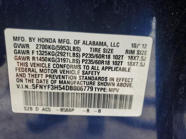 Photo 14 from auction – 2013 HONDA PILOT EXL with VIN 5FNYF3H54DB006779