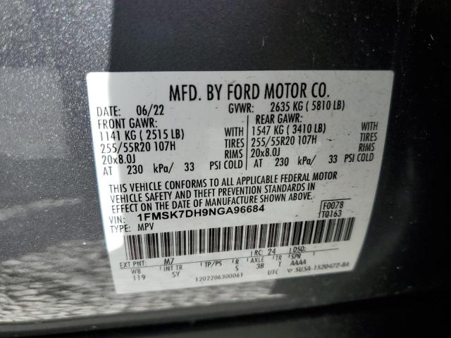 Photo 14 from auction – 2022 FORD EXPLORER X with VIN 1FMSK7DH9NGA96684