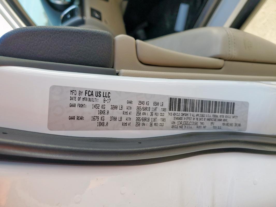 Photo 14 from auction – 2018 JEEP GRAND CHER with VIN 1C4RJEBG5JC131601