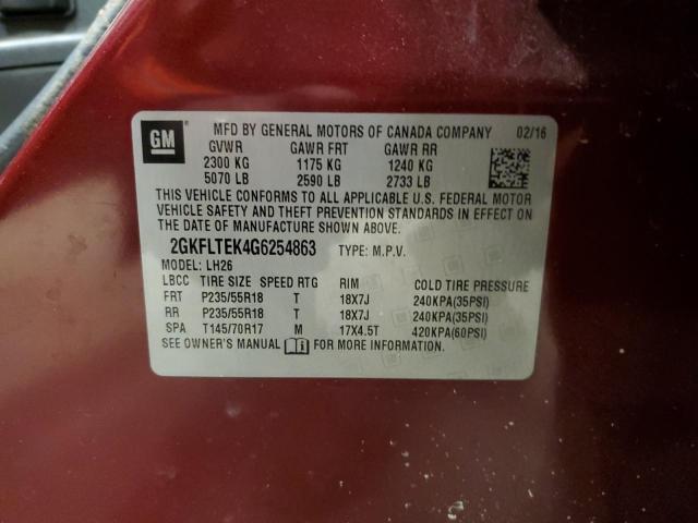 Photo 14 from auction – 2016 GMC TERRAIN SL with VIN 2GKFLTEK4G6254863