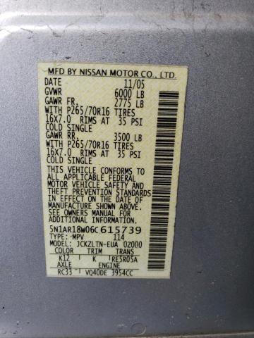 Photo 14 from auction – 2006 NISSAN PATHFINDER with VIN 5N1AR18W06C615739