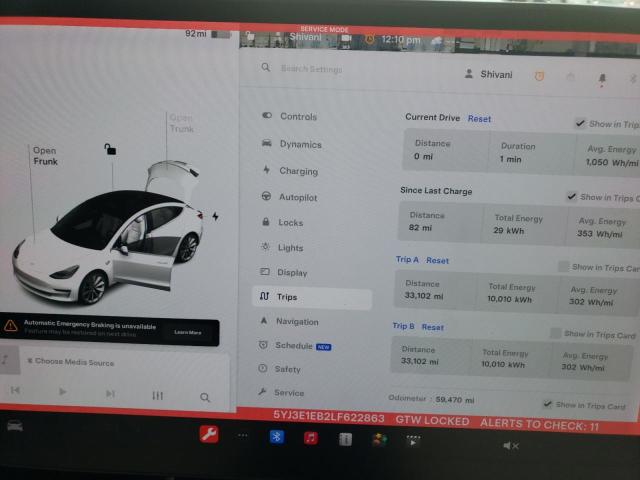 Photo 9 from auction – 2020 TESLA MODEL 3 with VIN 5YJ3E1EB2LF622863