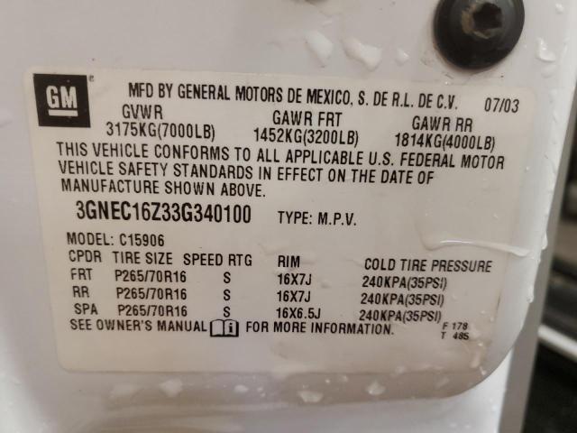 Photo 14 from auction – 2003 CHEVROLET SUBURBAN C with VIN 3GNEC16Z33G340100