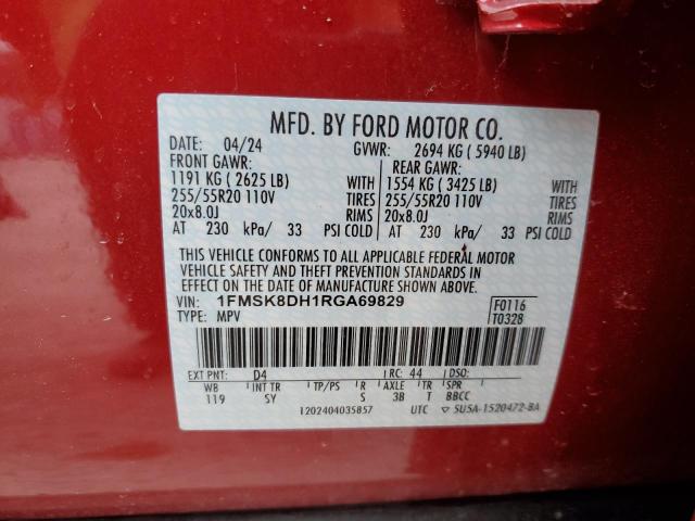 Photo 14 from auction – 2024 FORD EXPLORER X with VIN 1FMSK8DH1RGA69829