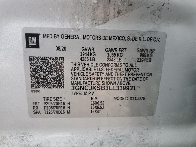 Photo 14 from auction – 2020 CHEVROLET TRAX LS with VIN 3GNCJKSB3LL319931
