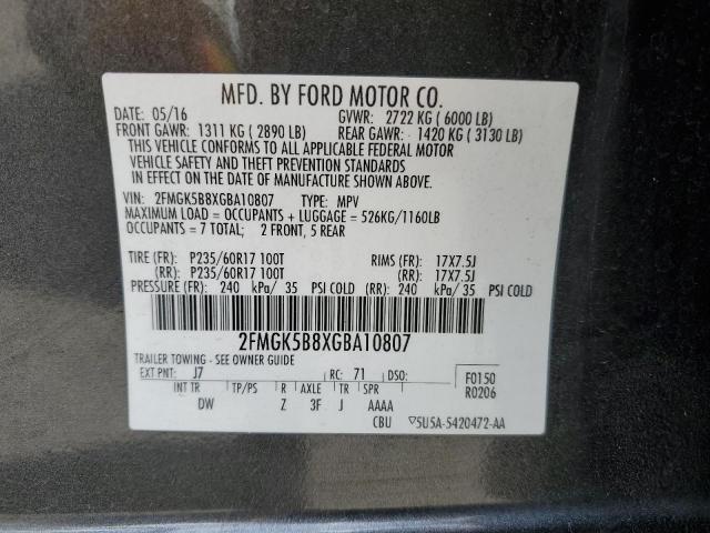 Photo 14 from auction – 2016 FORD FLEX SE with VIN 2FMGK5B8XGBA10807