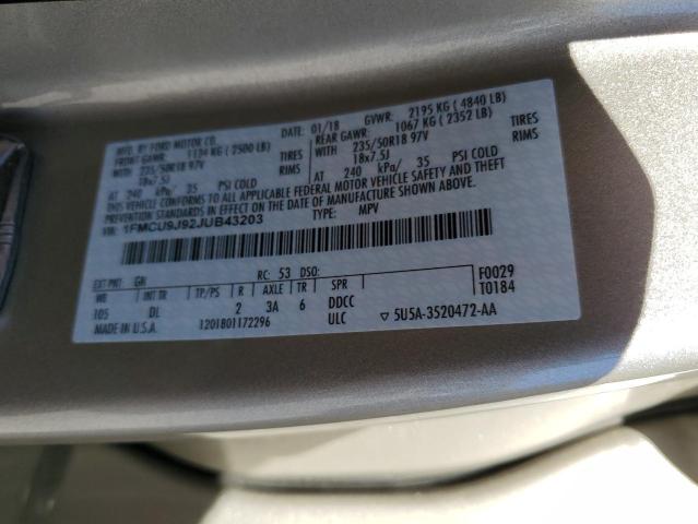 Photo 14 from auction – 2018 FORD ESCAPE TIT with VIN 1FMCU9J92JUB43203