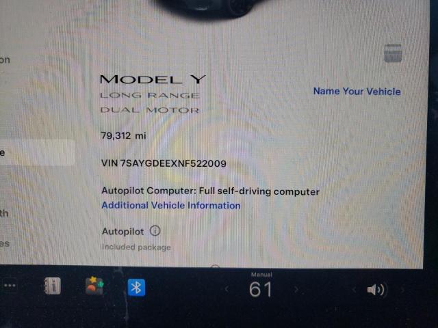 Photo 9 from auction – 2022 TESLA MODEL Y with VIN 7SAYGDEEXNF522009