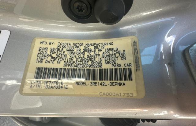 Photo 10 from auction – 2012 TOYOTA COROLLA BA with VIN 5YFBU4EE2CP059280