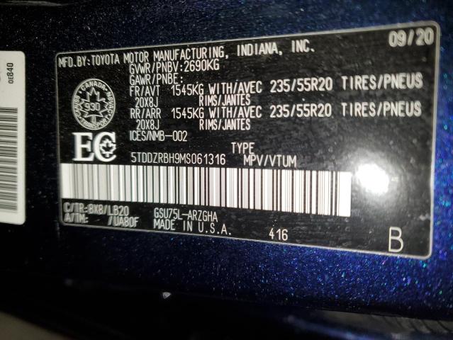 Photo 14 from auction – 2021 TOYOTA HIGHLANDER with VIN 5TDDZRBH9MS061316