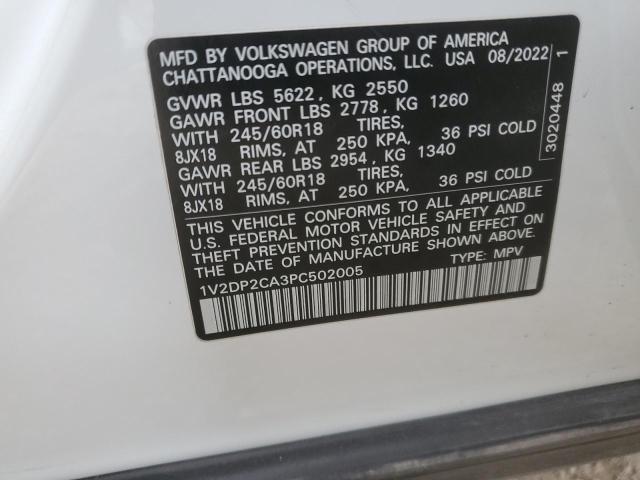 Photo 14 from auction – 2023 VOLKSWAGEN ATLAS SE with VIN 1V2DP2CA3PC502005