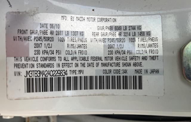 Photo 10 from auction – 2010 MAZDA CX-9 with VIN JM3TB3MA2A0229834