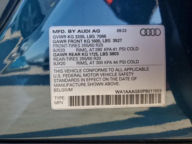 Photo 14 from auction – 2023 AUDI E-TRON PRE with VIN WA1AAAGE0PB011503