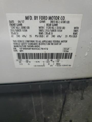 صورة رقم 14 من المزاد - 2017 FORD EXPLORER L مع VIN 1FM5K8F80HGC76172