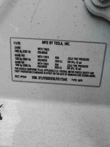 Photo 14 from auction – 2020 TESLA MODEL Y with VIN 5YJYGDEE6LF017546