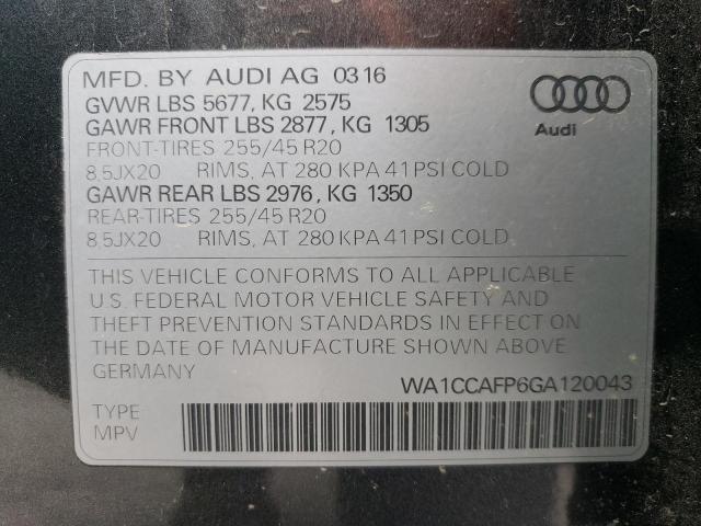 Photo 14 from auction – 2016 AUDI SQ5 PREMIU with VIN WA1CCAFP6GA120043