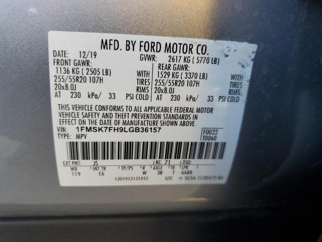 Photo 14 from auction – 2020 FORD EXPLORER L with VIN 1FMSK7FH9LGB36157