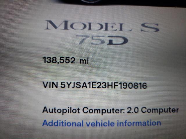 Photo 9 from auction – 2017 TESLA MODEL S with VIN 5YJSA1E23HF190816