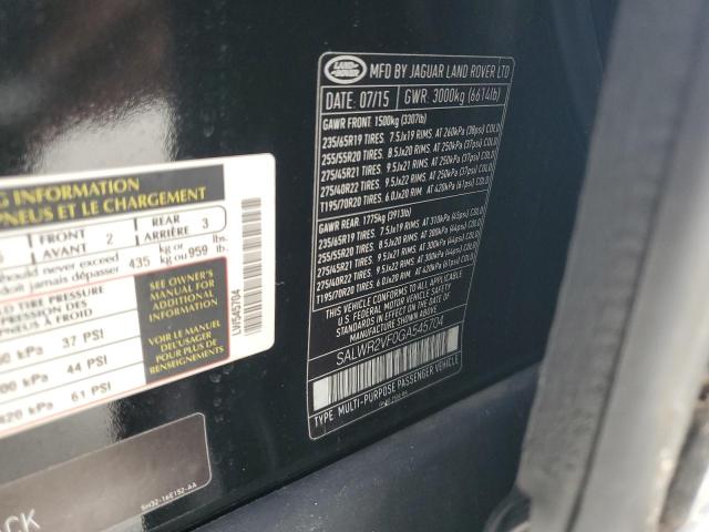 Photo 14 from auction – 2016 LAND ROVER RANGE ROVE with VIN SALWR2VF0GA545704