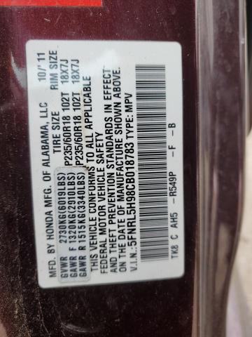 Photo 14 from auction – 2012 HONDA ODYSSEY TO with VIN 5FNRL5H98CB018783