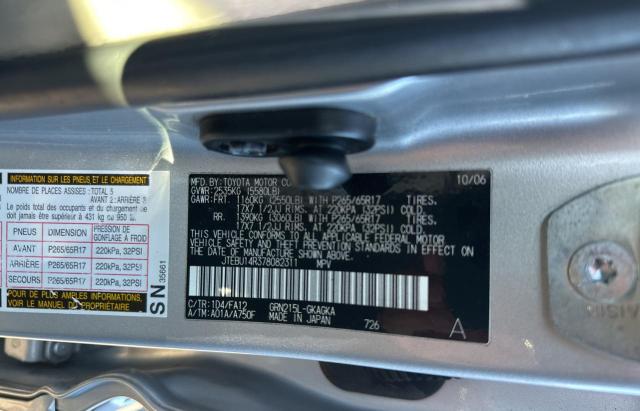 Photo 10 from auction – 2007 TOYOTA 4RUNNER SR with VIN JTEBU14R378082311