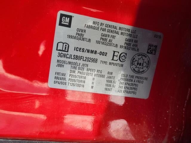 Photo 10 from auction – 2015 CHEVROLET TRAX 1LT with VIN 3GNCJLSB8FL202968