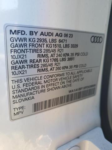 Photo 14 from auction – 2023 AUDI Q8 PREMIUM with VIN WA1AVBF13PD036909