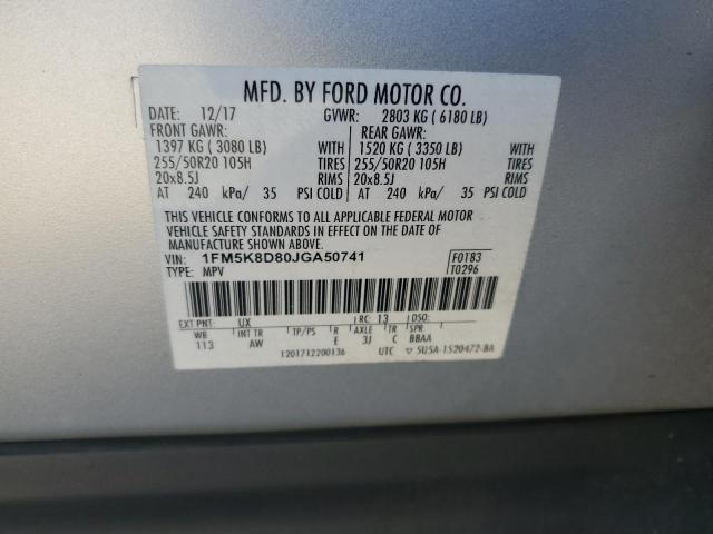 Photo 14 from auction – 2018 FORD EXPLORER X with VIN 1FM5K8D80JGA50741