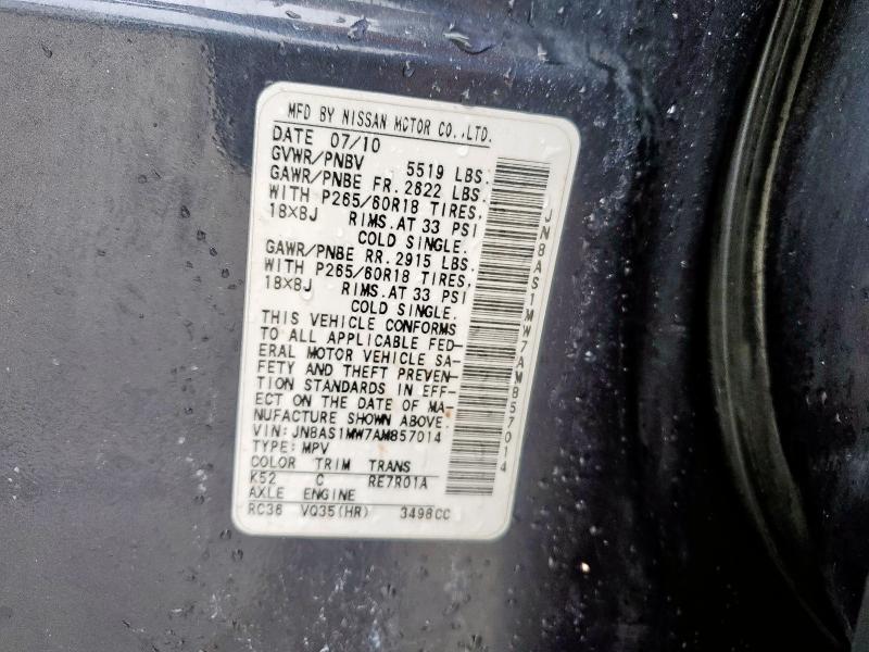 Photo 14 from auction – 2010 INFINITI FX35 with VIN JN8AS1MW7AM857014