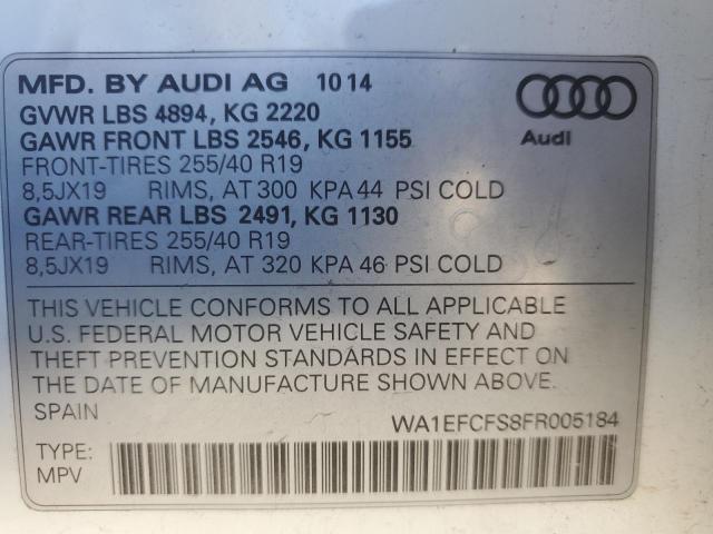 Foto 14 de la subasta – 2015 AUDI Q3 PREMIUM con VIN WA1EFCFS8FR005184