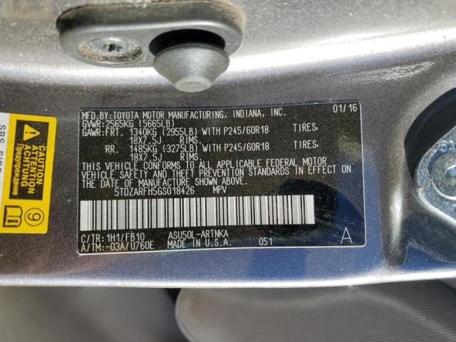 Photo 14 from auction – 2016 TOYOTA HIGHLANDER with VIN 5TDZARFH5GS018426