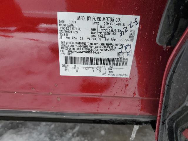 Photo 14 from auction – 2019 FORD EDGE ST with VIN 2FMPK4AP9KBB60287