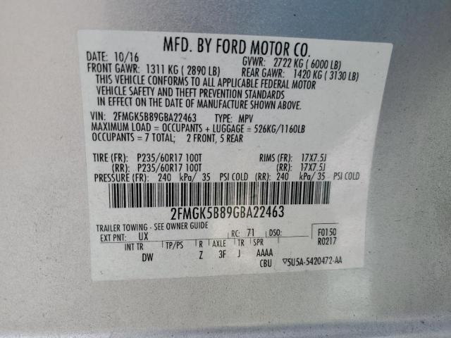 Photo 14 from auction – 2016 FORD FLEX SE with VIN 2FMGK5B89GBA22463