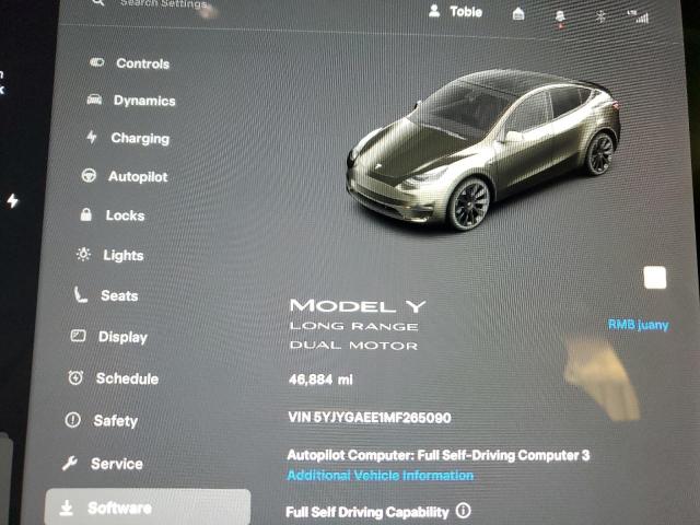 Photo 9 from auction – 2021 TESLA MODEL Y with VIN 5YJYGAEE1MF265090