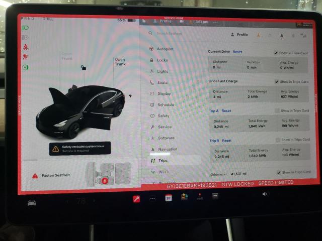 Photo 9 from auction – 2019 TESLA MODEL 3 with VIN 5YJ3E1EBXKF193521