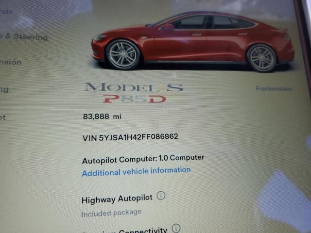 Photo 9 from auction – 2015 TESLA MODEL S P8 with VIN 5YJSA1H42FF086862