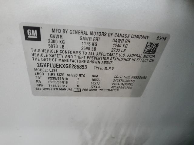 Photo 14 from auction – 2016 GMC TERRAIN SL with VIN 2GKFLUEKXG6286853