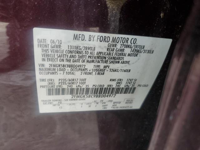 Photo 14 from auction – 2011 FORD FLEX SE with VIN 2FMGK5BC9BBD04972