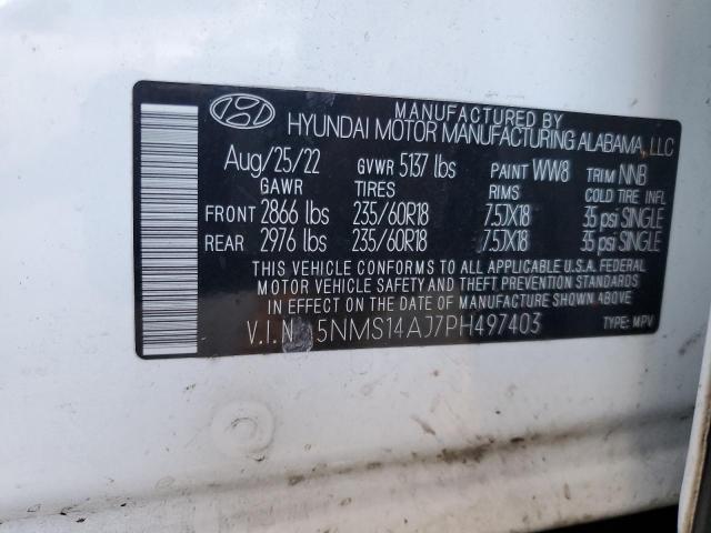 Photo 14 from auction – 2023 HYUNDAI SANTA FE S with VIN 5NMS14AJ7PH497403