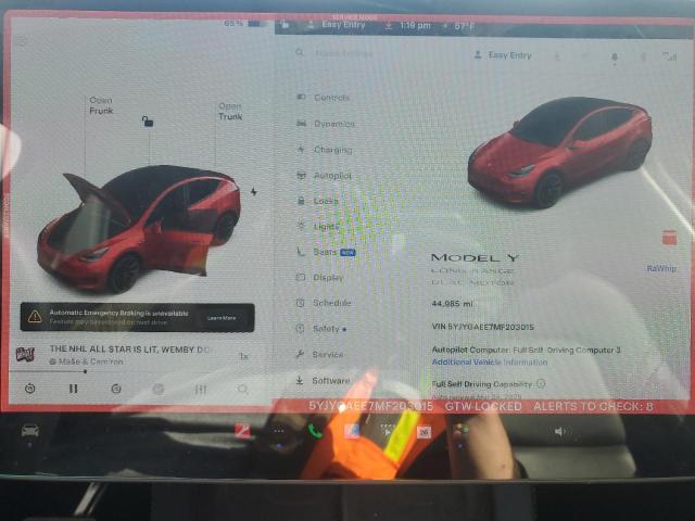 Photo 9 from auction – 2021 TESLA MODEL Y with VIN 5YJYGAEE7MF203015