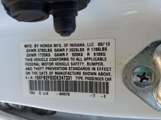 Photo 14 from auction – 2013 HONDA CIVIC EX with VIN 19XFB2F83DE247331