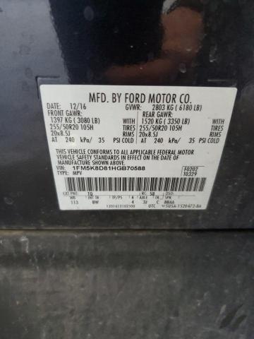 Photo 14 from auction – 2017 FORD EXPLORER X with VIN 1FM5K8D81HGB70588