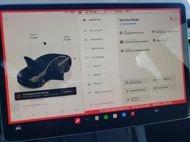 Photo 9 from auction – 2023 TESLA MODEL 3 with VIN 5YJ3E1EA4PF457170