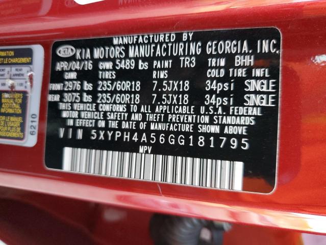 Photo 14 from auction – 2016 KIA SORENTO EX with VIN 5XYPH4A56GG181795