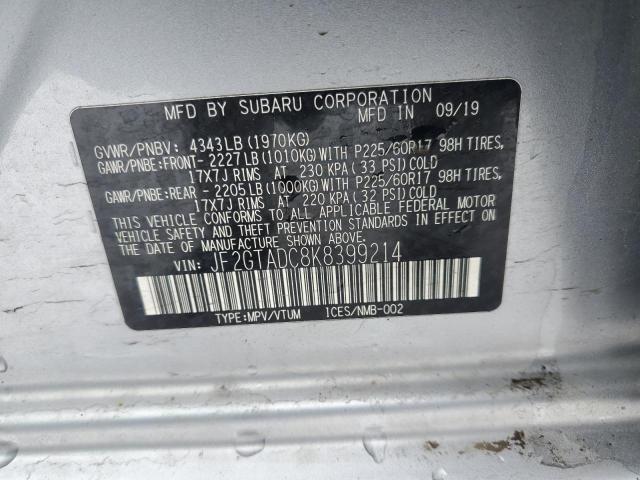 Photo 14 from auction – 2019 SUBARU CROSSTREK with VIN JF2GTADC8K8399214