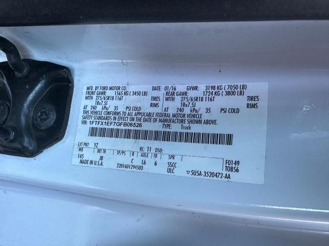 Photo 10 from auction – 2016 FORD F150 SUPER with VIN 1FTFX1EF7GFB06526