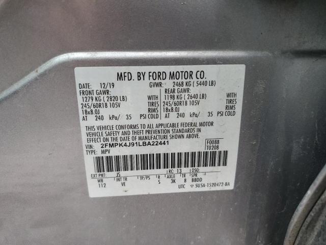 Photo 14 from auction – 2020 FORD EDGE SEL with VIN 2FMPK4J91LBA22441