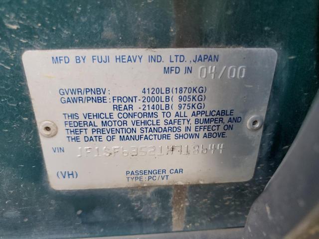 Photo 14 from auction – 2001 SUBARU FORESTER L with VIN JF1SF63521H718644