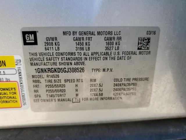 Photo 14 from auction – 2016 CHEVROLET TRAVERSE L with VIN 1GNKRGKD5GJ308526